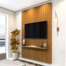 Painel para Tv até 55 Polegadas Ripado Impressão 3d Egeo com Prateleira 1,35m Cedro Edn - 1