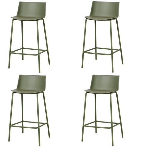 Kit 4 Banquetas Ipanema Média Fratini 86,50 Cm (altura) em Polipropileno Base em Aço Verde Aloe