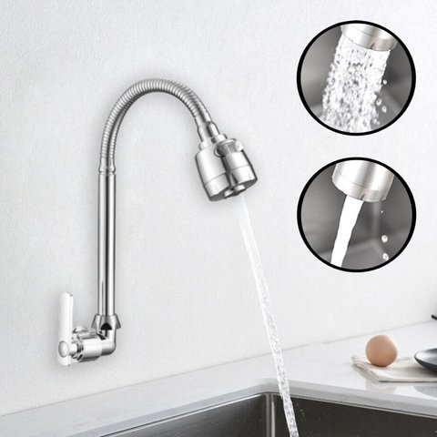 Lux Torneira de Parede Flexível para Cozinha com 2 Jatos e Fechamento 1/4 Volta