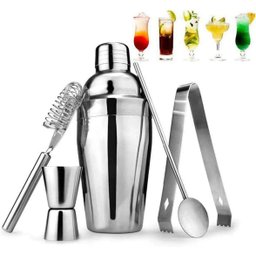 Kit Coqueteleira 5 Peças Aço Inox Com Filtro Prepara Drinks - 4