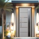 Ver imagem 1 de Porta Pivotante Solara Alumínio com Visor Puxador Barra Chata 210 x 120 Abertura Direita Branco Hale Esquadrias