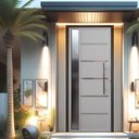 Ver imagem 1 de Porta Pivotante Solara Alumínio com Visor Puxador Tubolar 210 X 120  Abertura Direita