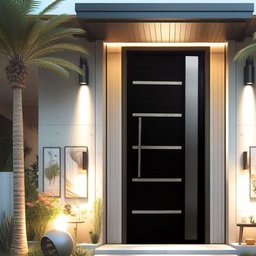 Porta Pivotante Solara Alumínio com Visor Puxador Tubolar 210 X 120 Lado Direito - 1