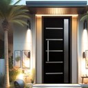 Ver imagem 1 de Porta Pivotante Solara Alumínio com Visor Puxador Barra Chata 210 x 120 Abertura Esquerda Preto Hale Esquadrias