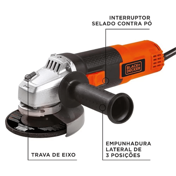 Esmerilhadeira 4.1/2" (115mm) 820w - 12.000rpm (127v) G720-br - Black e Decker - 4