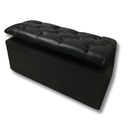 Ver imagem 1 de Bau Solteiro Capitonê Pé de Cama Decoração Guarda Objetivos Sapateira - Preto Corino