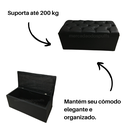 Ver imagem 3 de Bau Solteiro Capitonê Pé de Cama Decoração Guarda Objetivos Sapateira - Preto Corino
