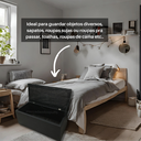 Ver imagem 5 de Bau Solteiro Capitonê Pé de Cama Decoração Guarda Objetivos Sapateira - Preto Corino
