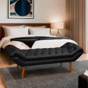 Ver imagem 1 de Puff Recamier Clássico Retrô Roma King Size 195cm Corino - Sofa Store:corino Preto