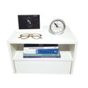 Ver imagem 3 de Mesa de Cabeceira Criado Branco 40cm Estilo Suspensa com Gaveta Inferior e Nicho Quarto Decoração