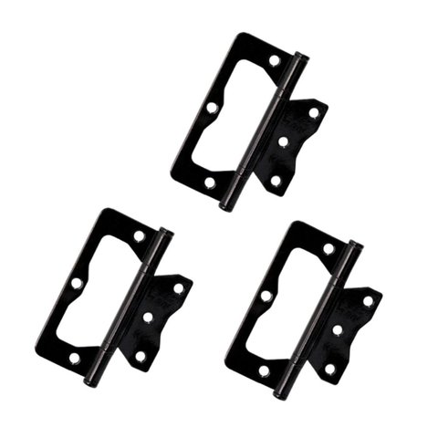 Kit 3 Dobradiça Sobrepor para Porta Preta 4" X 3" - Loth