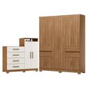 Ver imagem 1 de Guarda Roupa Casal Vizanno Amêndola 10 Portas com Cômoda Sapateira Aurea com Pés Amêndola Touch/