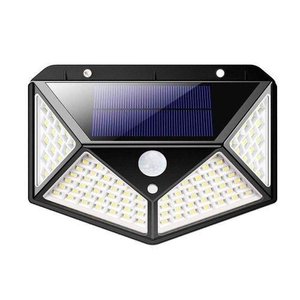 Luminária Parede Solar 100 Leds Bateria Luz Balizador Jardim
