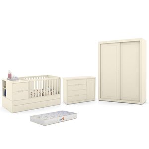 Dormitório Completo Infantil Tutto New 2 Portas de Correr, Cômoda, Berço Multifuncional Formare e Co