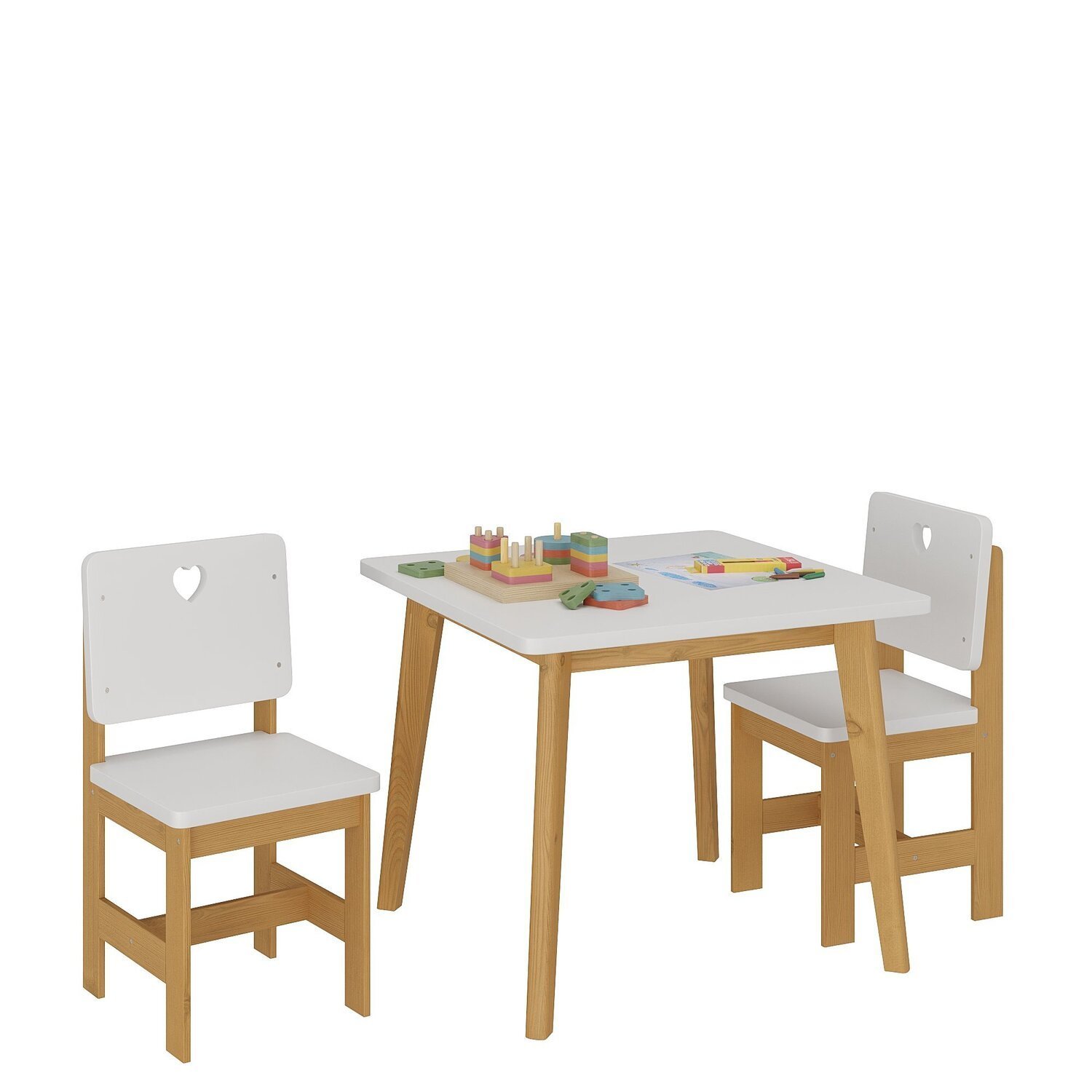 Conjunto Infantil Sofia Mesa + 2 Cadeiras Madeira de Pinus / Mdf - 2