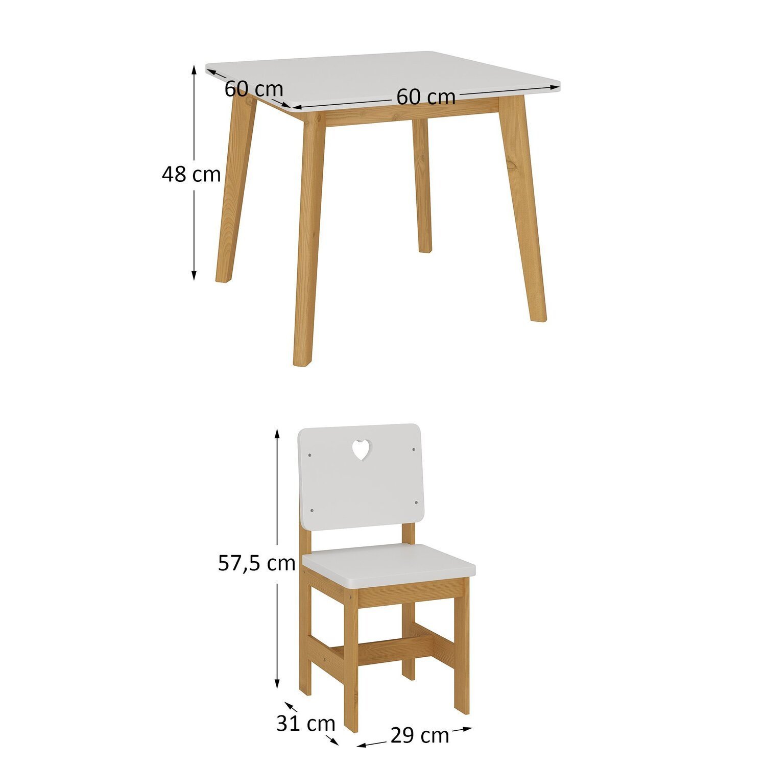 Conjunto Infantil Sofia Mesa + 2 Cadeiras Madeira de Pinus / Mdf - 3