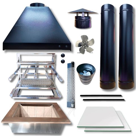 Kit Churrasqueira Coifa Gourmet Grill Espetos Braseiro 45x30 2 Tubos