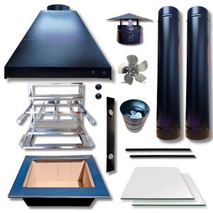 Kit Churrasqueira Coifa Gourmet Grill Espetos Braseiro 45x30 2 Tubos