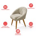 Ver imagem 4 de Kit 2 Poltrona Sala Decorativa Louis Veludo Bege Pés Palito Castanho