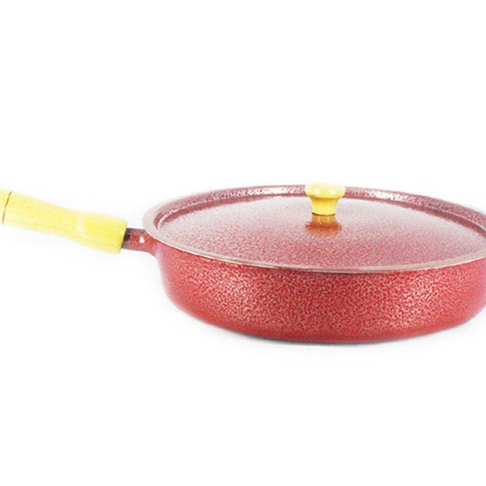 Frigideira Alumínio Craqueada Cabo de Madeira 20cm Vermelho - 1