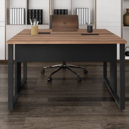 Plataforma Estação de Trabalho 4 Lugares 240cmX120cm Pé Quadro Espresso Móveis - 5