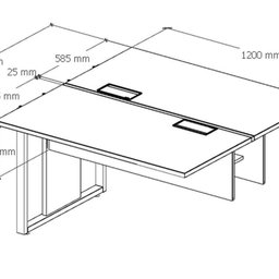 Plataforma Estação de Trabalho 4 Lugares 240cmX120cm Pé Quadro Espresso Móveis - 12