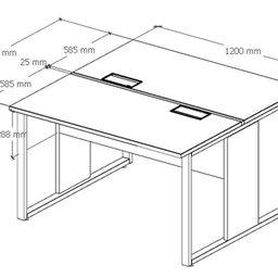 Plataforma Estação de Trabalho 4 Lugares 240cmX120cm Pé Quadro Espresso Móveis - 2