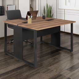 Plataforma Estação de Trabalho 4 Lugares 240cmX120cm Pé Quadro Espresso Móveis - 6