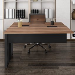 Plataforma Estação de Trabalho 4 Lugares 240cmX120cm Pé Quadro Espresso Móveis - 13