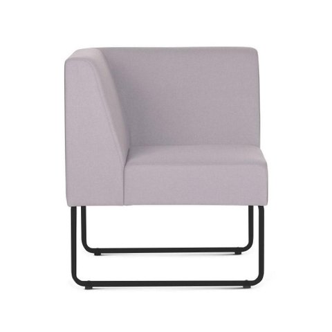 Poltrona Modular Pix com Braco Individual Assento Courino Cinza Claro Base Aco Preto - 55333