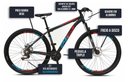 Ver imagem 5 de Bicicleta Aro 29 Colli Cazelle Turim 21m Aluminio Quadro 17 Preto/adesivo Azul/vermelho