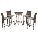 Ver imagem 1 de Mesa Bistrô com 4 Banquetas Roma Marrom Corda Náutica Estofado 3 Trama Original