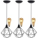 Ver imagem 1 de 3 Pendentes Aramado Teto Diamante Luminária Lustre Retrô Balcão + Lâmpada Led ST64 Vintage