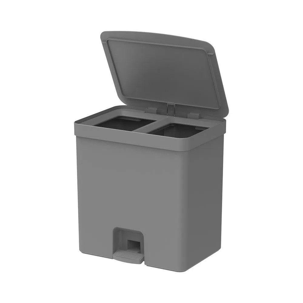 Lixeira com Pedal Trium 20 L com Duplo Compartimento Chumbo - 1