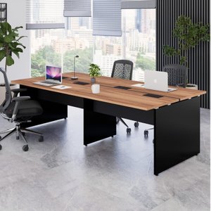 Plataforma Estação de Trabalho 4 Lugares 240cmX120cm Pé Painel Espresso Móveis