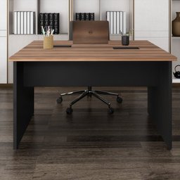 Plataforma Estação de Trabalho 4 Lugares 240cmX120cm Pé Painel Espresso Móveis - 11
