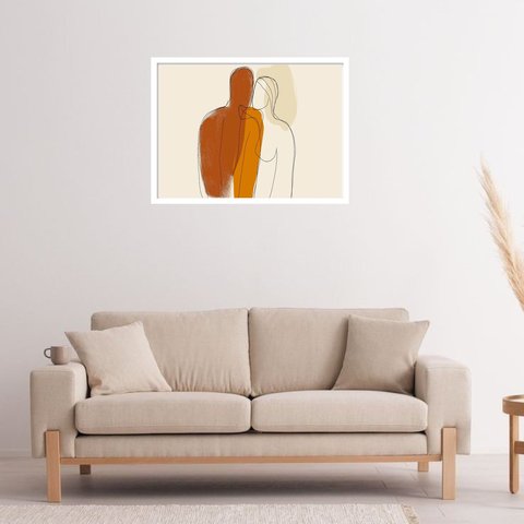 Quadro Decorativo Casal Abstrato - 50x70cm:moldura Preta