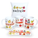 Ver imagem 1 de Kit com 1 Caneca de Porcelana e 1 Almofada Branca 30x30cm Personalizadas Profissões "nutrição"