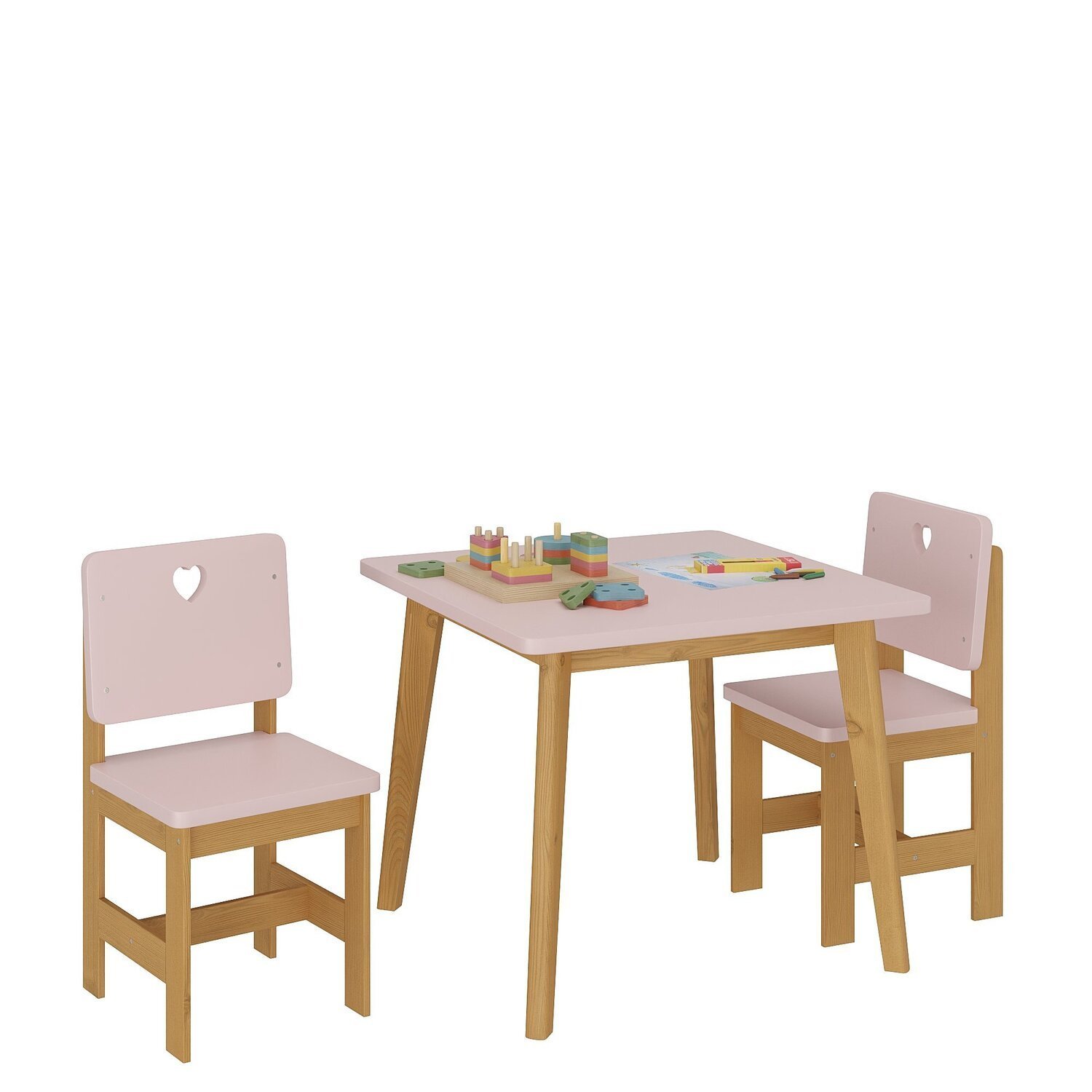 Conjunto Infantil Sofia Mesa + 2 Cadeiras Madeira de Pinus / Mdf - 2