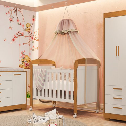 Berço para Quarto de Bebê 2 em 1 Danny Bege/Areia Fosco/Savana