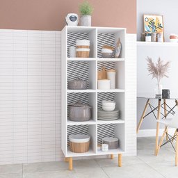 Paneleiro 8 Nichos Blc 123 - Brv Móveis - Branco / Pinus Claro - 5