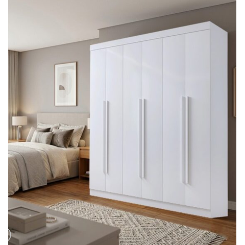 Guarda Roupa Monte Carlo 6 Portas 6 Gavetas - D'Doro Móveis:Branco
