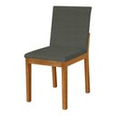 Ver imagem 2 de Kit 6 Cadeiras de Jantar Pérola Estofadas em Linho Chumbo Base Madeira Maciça Mel