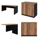 Ver imagem 3 de Conjunto 3 Peças com Mesa para Escritório em L 170x160cm, com Dois Armários Baixos Espresso Móveis Marrom Preto