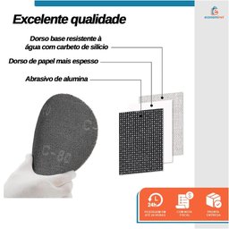 Kit 10 Disco de Lixa Abrasivo Telado com Velcro Lixadeiras 225mm Grão 240 - Starfer - 3