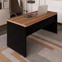 Ver imagem 2 de Conjunto 3 Peças com Mesa para Escritório em L 170x160cm, com Armário Baixo e com Chave Espresso Móveis Marrom Preto