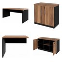Ver imagem 4 de Conjunto 3 Peças com Mesa para Escritório em L 170x160cm, com Armário Baixo e com Chave Espresso Móveis Marrom Preto
