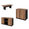 Kit 3 Peças com Mesa de Reunião Retangular com 01 Caixa de Tomada e Dois Armários Baixos Espresso Móveis - 3