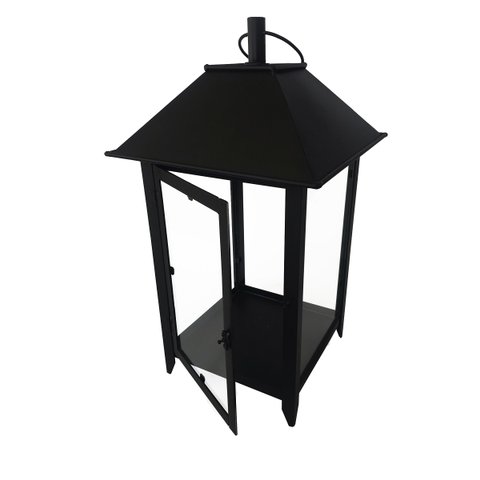 Lanterna Média Rústica Marroquina Decoração Interna Iluminação com Velas - Preto