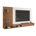 Ver imagem 1 de Painel de TV até 60 Polegadas Ripado com Nichos Siena - Freijó - Off White - ÉdeCasaMóveis                                                     